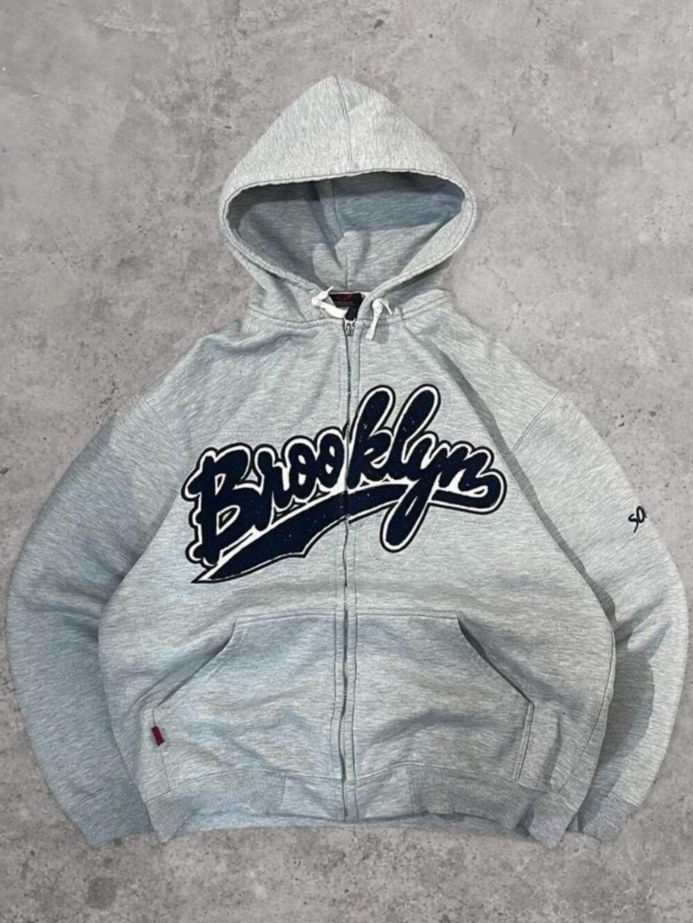 Vintage School of Hard Knocks Brooklyn zip hoodie grey mens Large